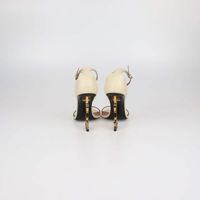 Saint Laurent Cream Leather Opyum Sandals