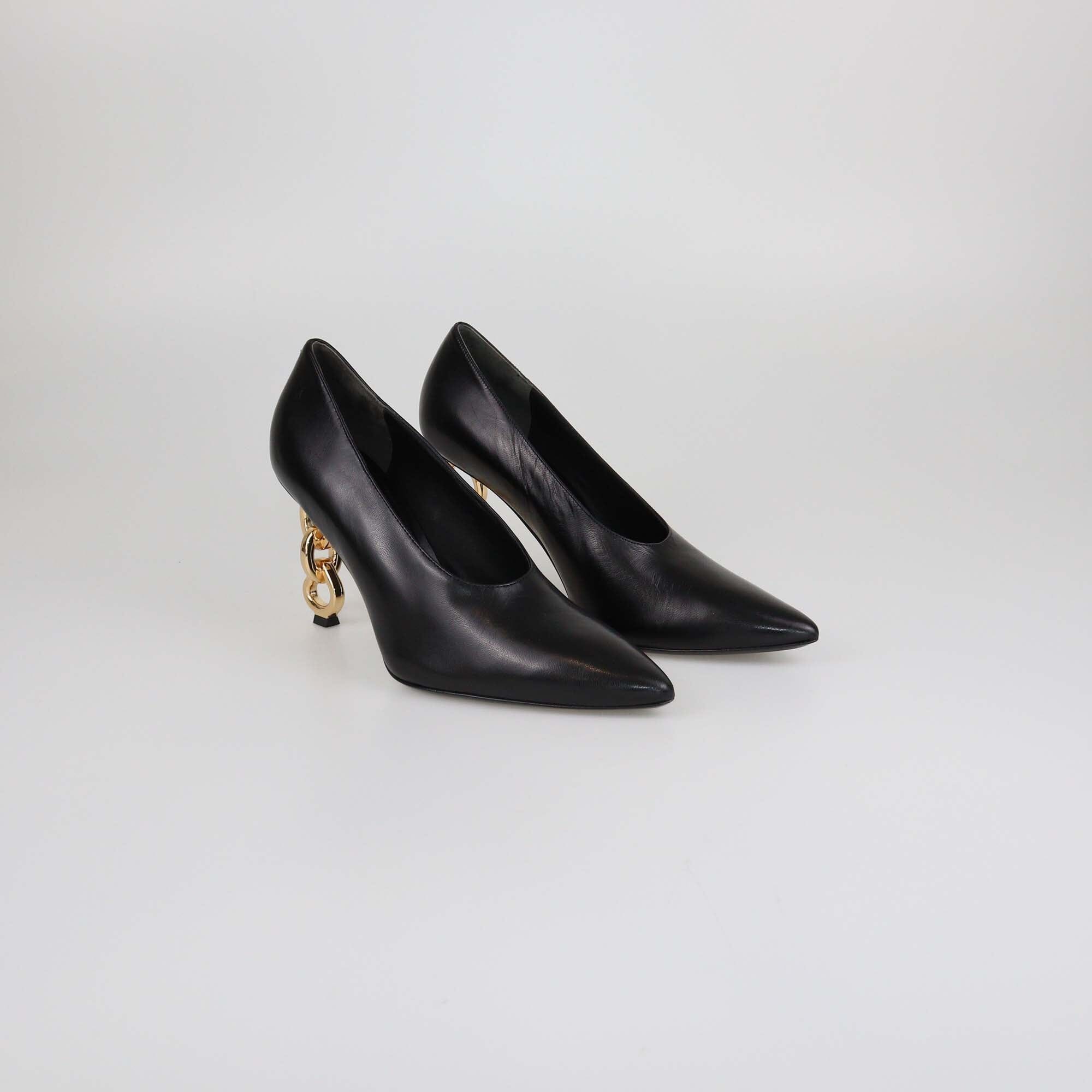 Tory Burch Black Chain Heel Pumps Womens Tory Burch 