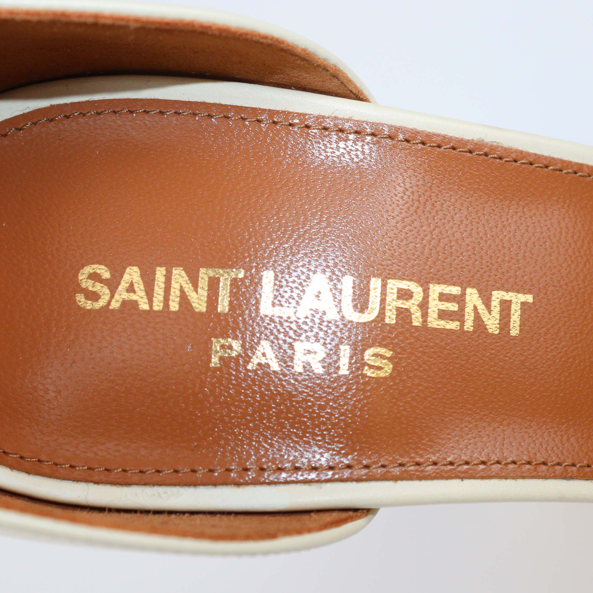 Saint Laurent Cream Leather Opyum Sandals
