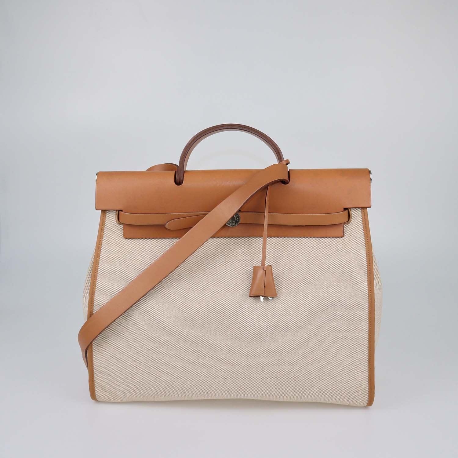 Hermes Beige/Naturel Canvas and Vache Leather Herbag Zip 39 Bag