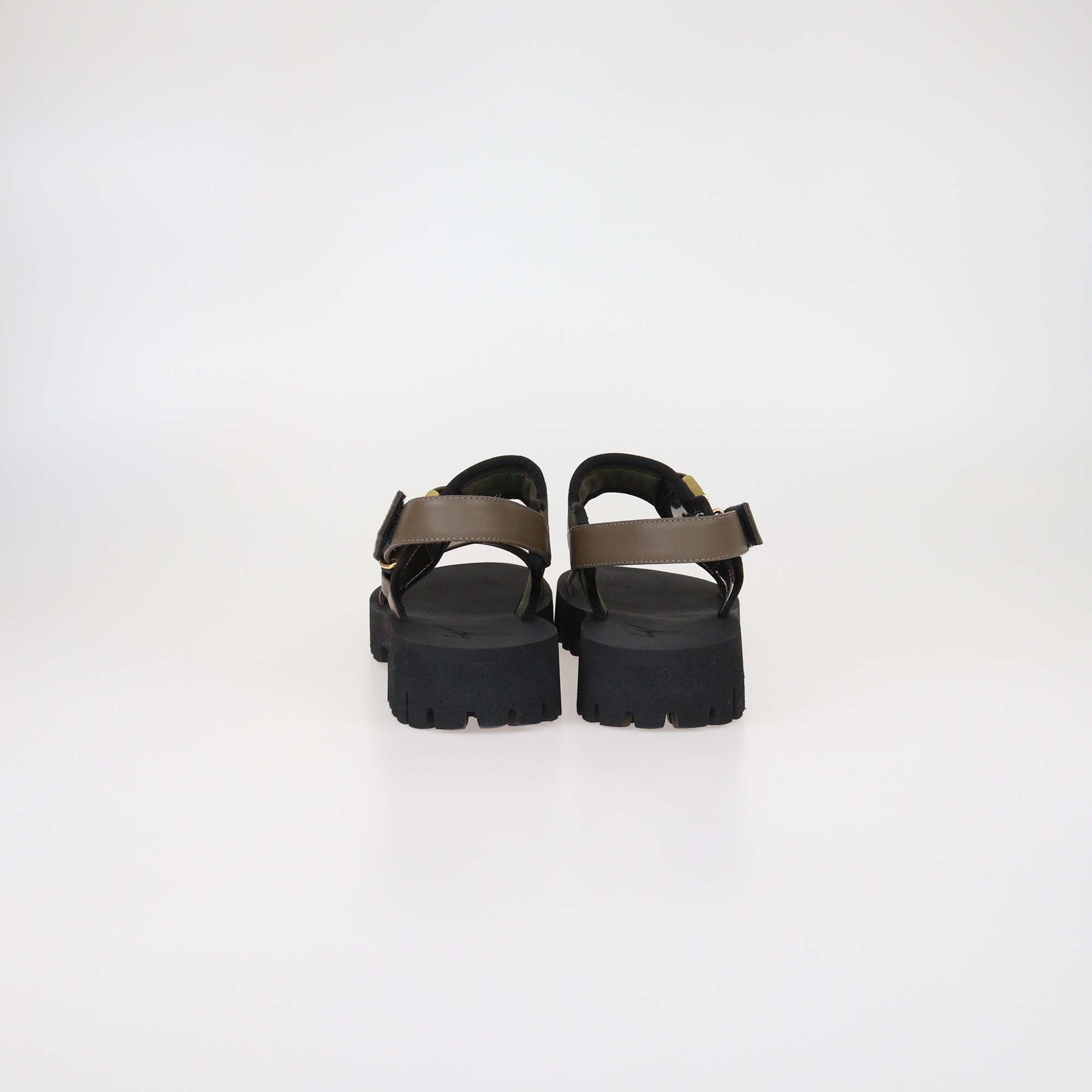 Guiseppe Zanotti Olive Green Leather and Technical Fabric Mederic Sandals