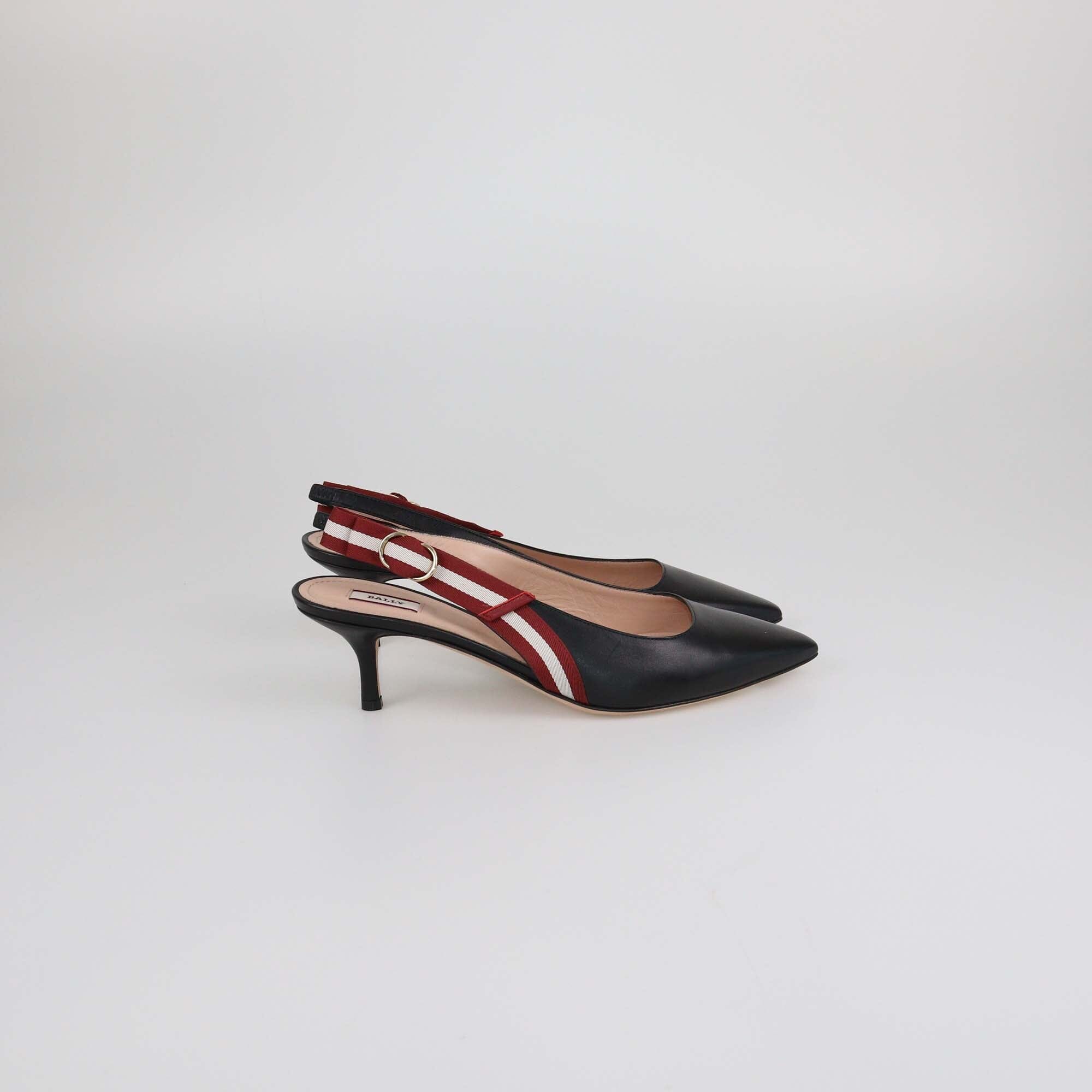 Bally Black Alice Stripe Slingback Pumps Womens Bally 