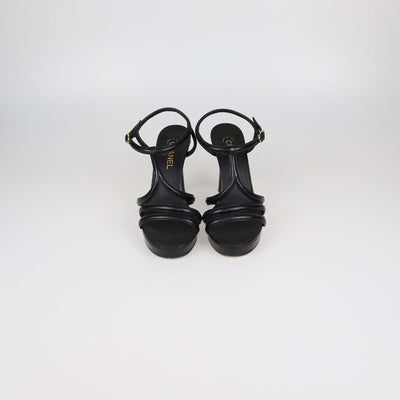 Chanel Black Patent Leather Parthenon Grecian Platform Sandals