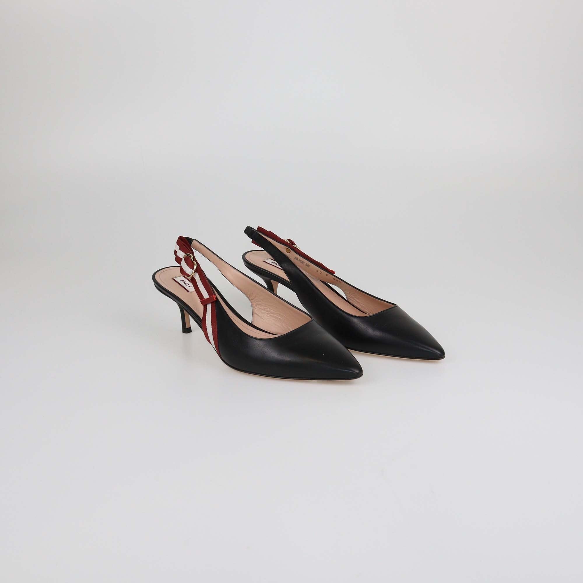 Bally Black Alice Stripe Slingback Pumps Womens Bally 