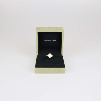 Van Cleef & Arpels 18K Yellow Gold Pure Alhambra Mother Of Pearl Ring Size 54