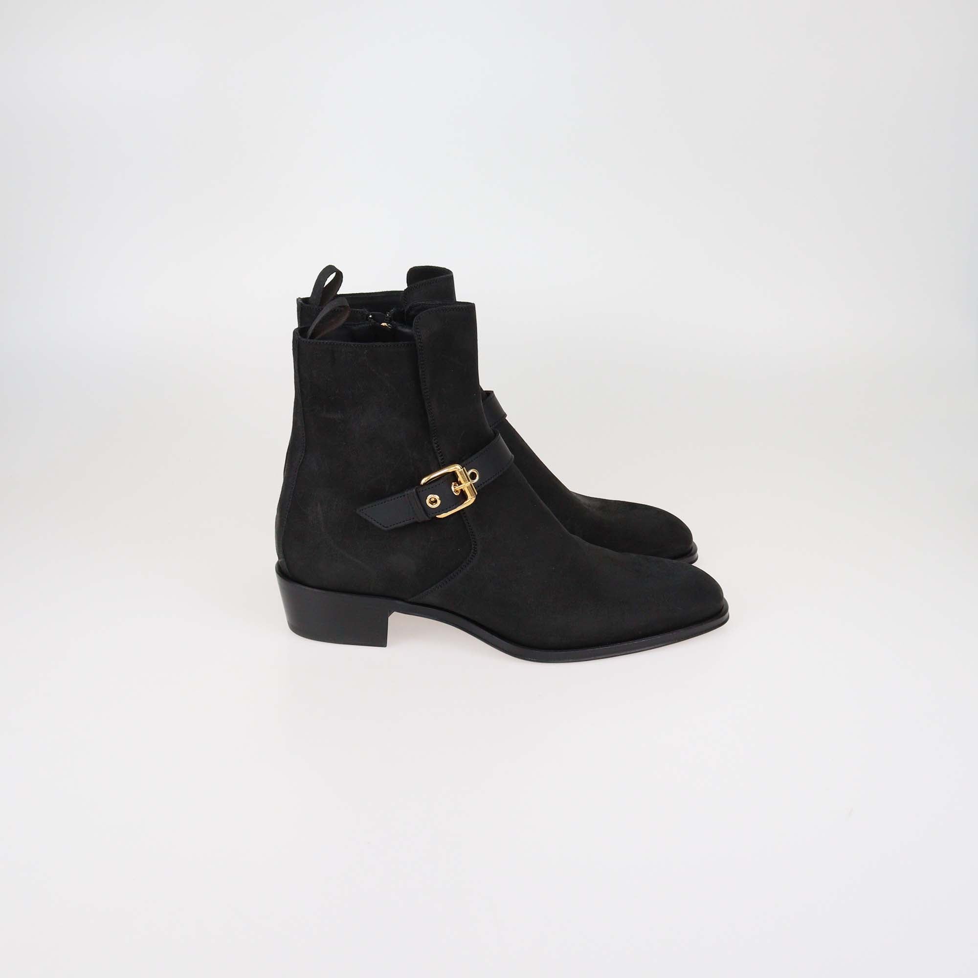 Guiseppe Zanotti Black Suede Chacago 40 Ankle Boots