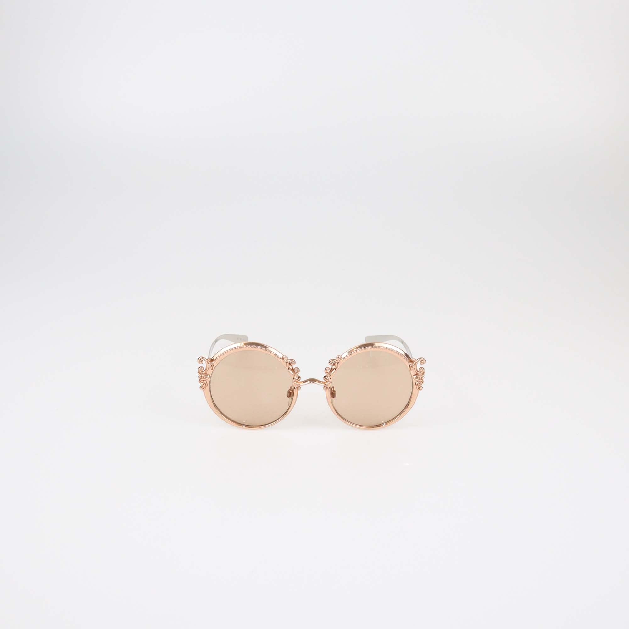 Dolce & Gabbana Rose Gold/Brown Round Sunglasses Womens Dolce & Gabbana 