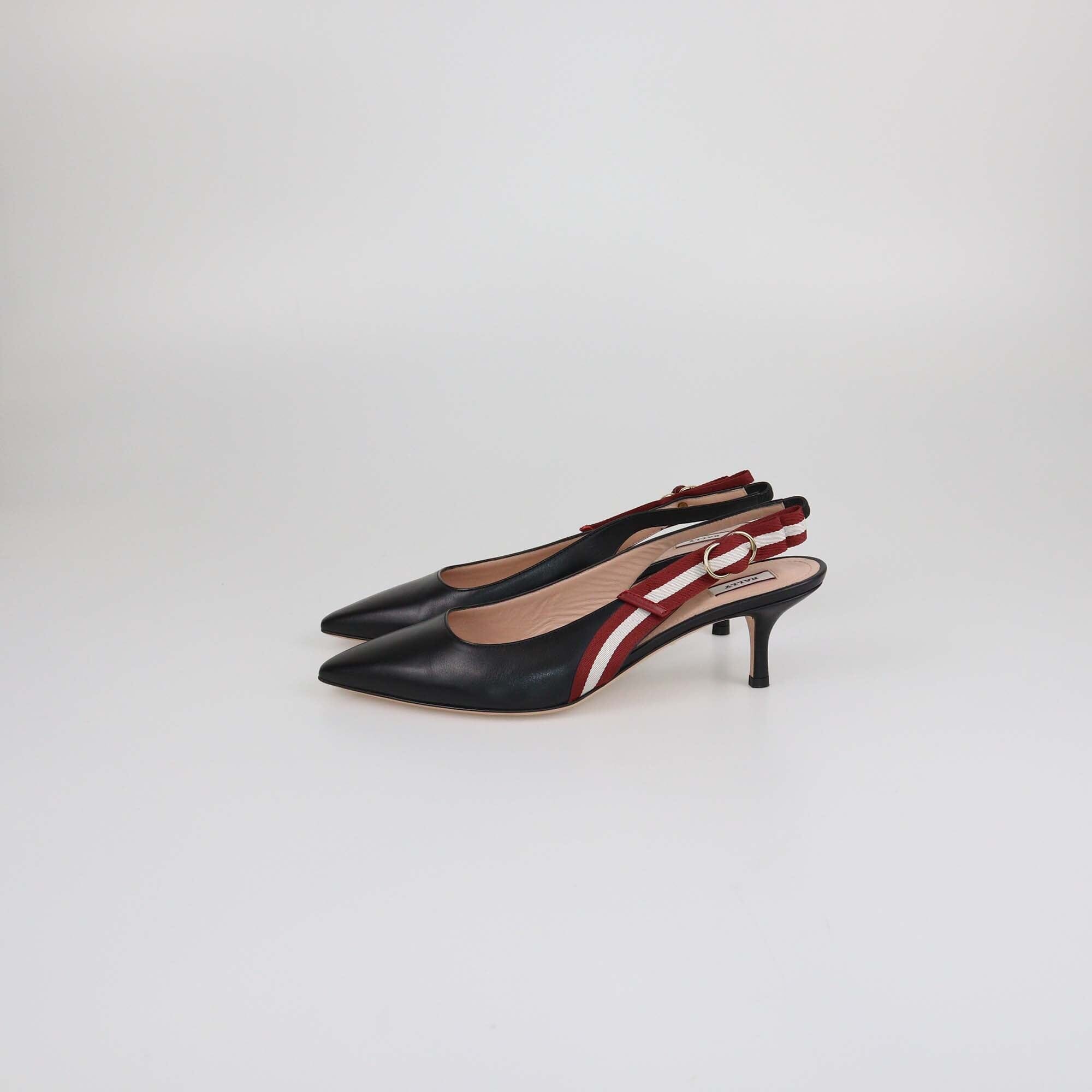 Bally Black Alice Stripe Slingback Pumps Womens Bally 