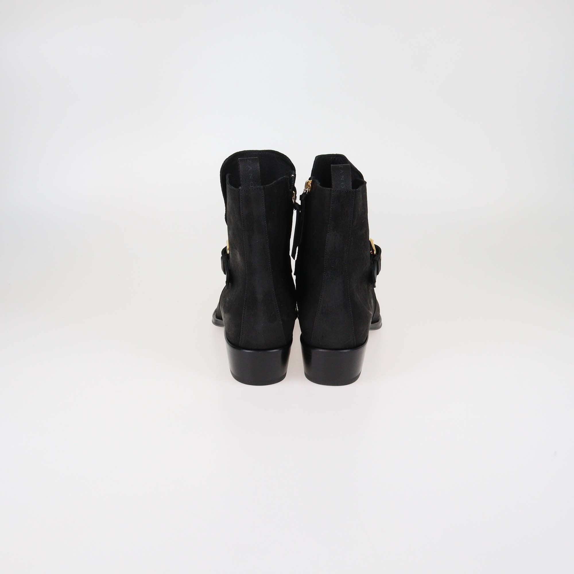 Guiseppe Zanotti Black Suede Chacago 40 Ankle Boots