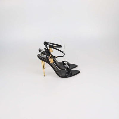 Tom Ford Black Leather Padlock Ankle Strap Sandals