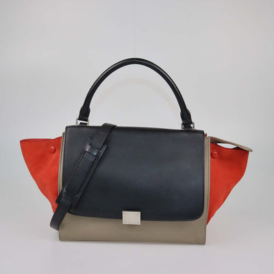 Celine Tricolor Leather and Suede Medium Trapeze Bag