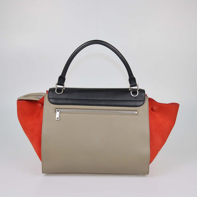 Celine Tricolor Leather and Suede Medium Trapeze Bag