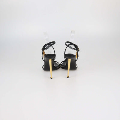 Tom Ford Black Leather Padlock Ankle Strap Sandals
