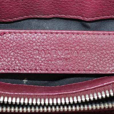 Balenciaga Burgundy Leather Mini Le Dix Top Handle Bag