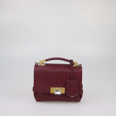 Balenciaga Burgundy Leather Mini Le Dix Top Handle Bag