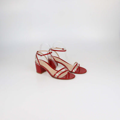 Gianvito Rossi Red/Clear PVC and Patent Leather Ankle Strap Sandals