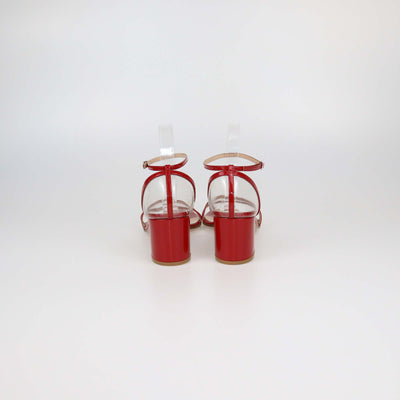 Gianvito Rossi Red/Clear PVC and Patent Leather Ankle Strap Sandals