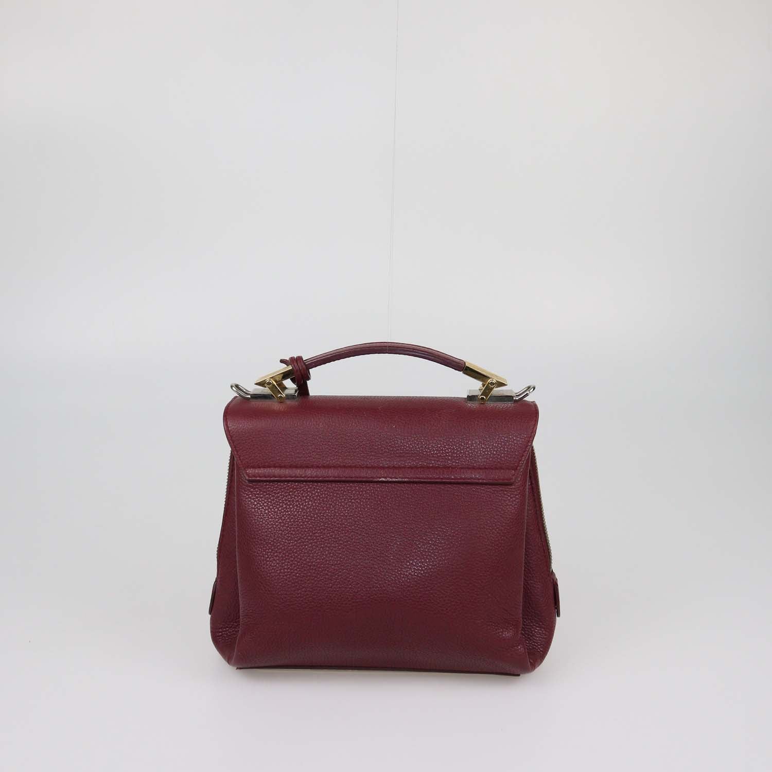Balenciaga Burgundy Leather Mini Le Dix Top Handle Bag