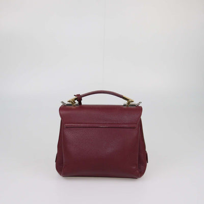 Balenciaga Burgundy Leather Mini Le Dix Top Handle Bag