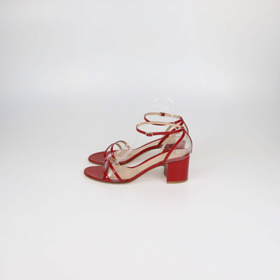 Gianvito Rossi Red/Clear PVC and Patent Leather Ankle Strap Sandals