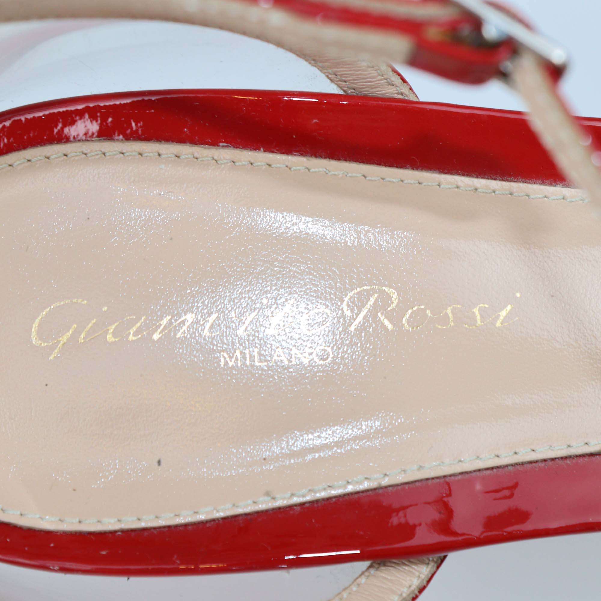 Gianvito Rossi Red/Clear PVC and Patent Leather Ankle Strap Sandals