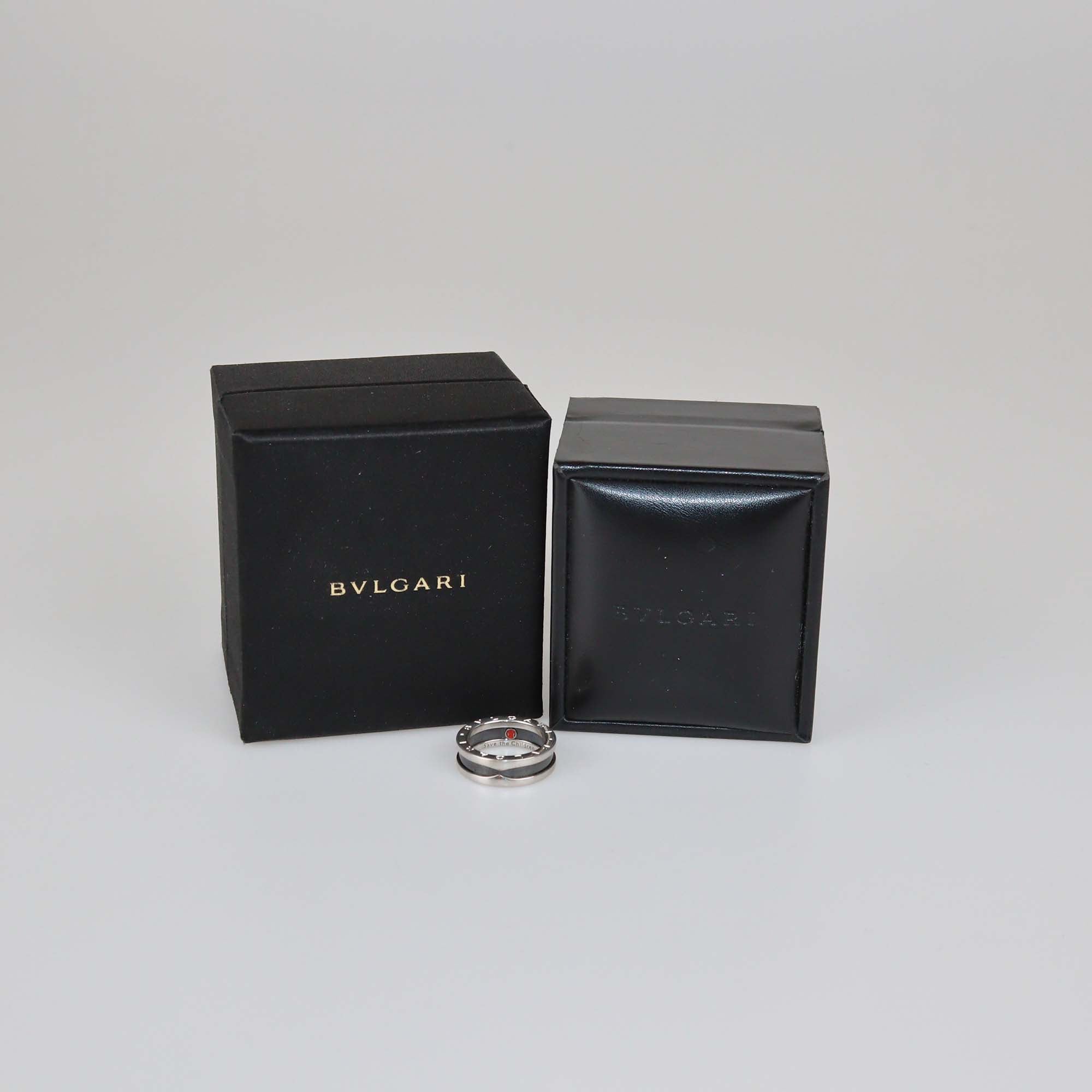 Bvlgari Sterling Silver Ceramic B.Zero1 Save The Children Band Ring Size 54