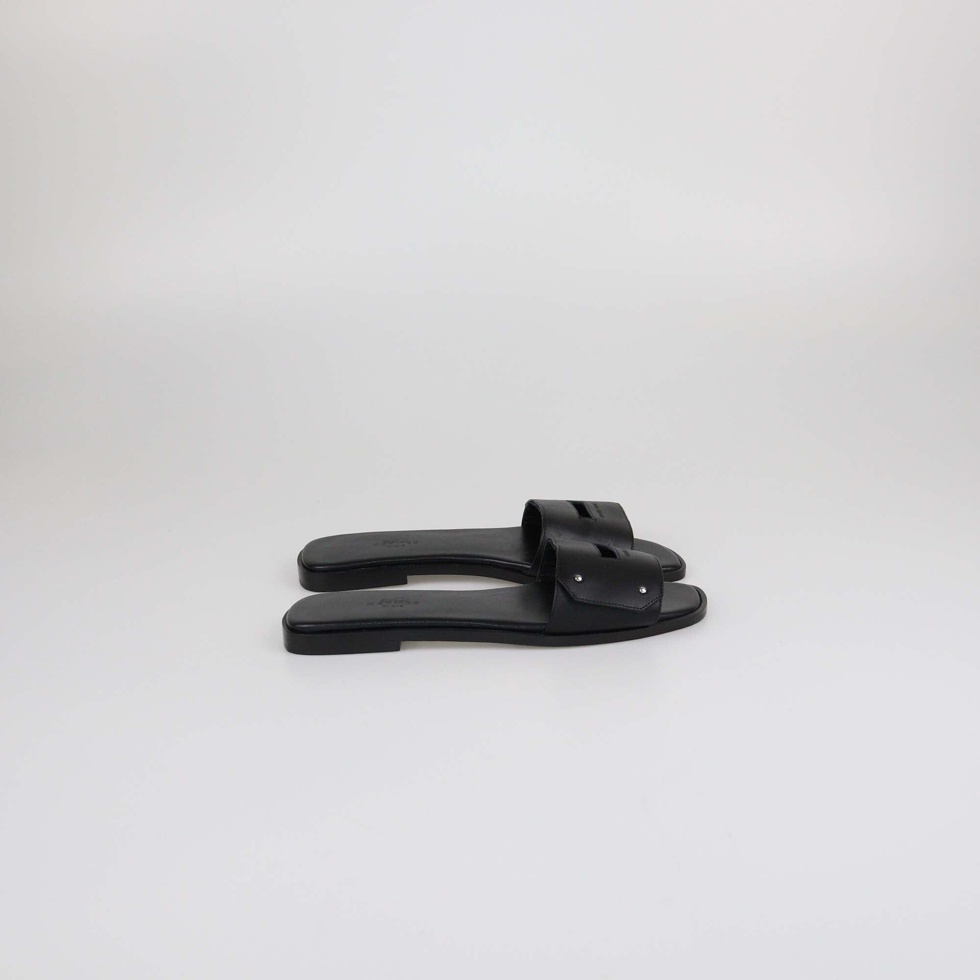 Hermes Black View Flat Slides Womens Hermes 