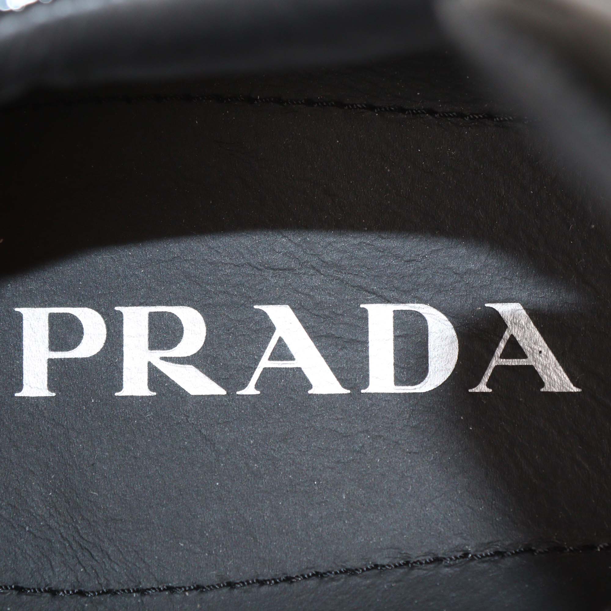 Prada Black Patent Leather Downtown Low Top Sneakers