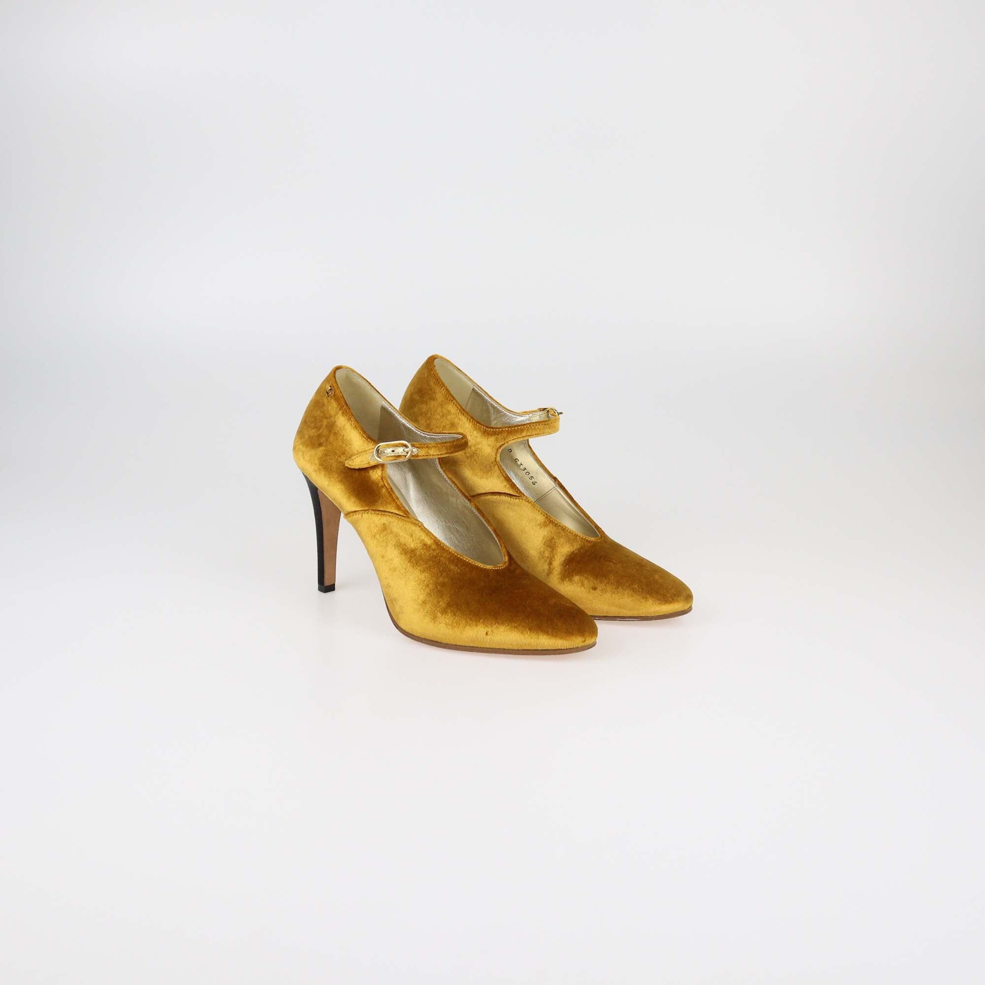 Chanel Gold Mary Jane Pumps Womens Chanel 