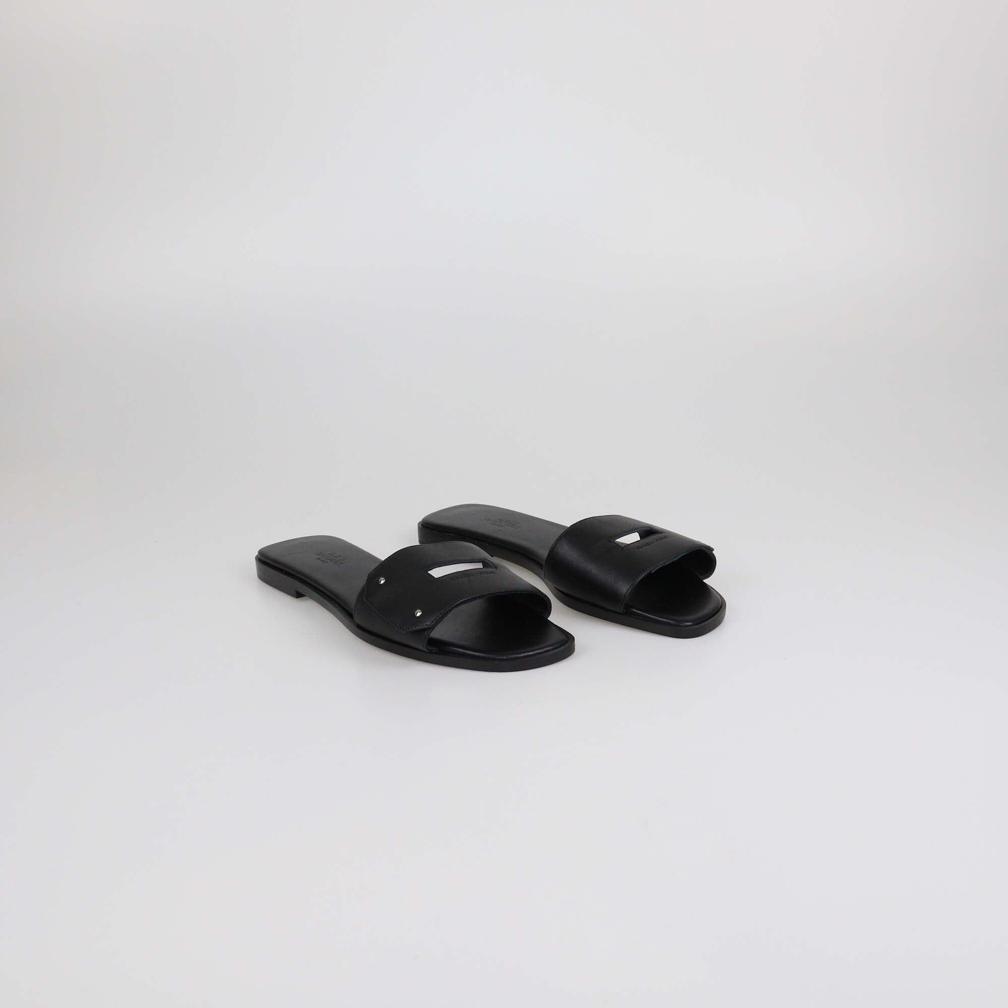 Hermes Black View Flat Slides Womens Hermes 