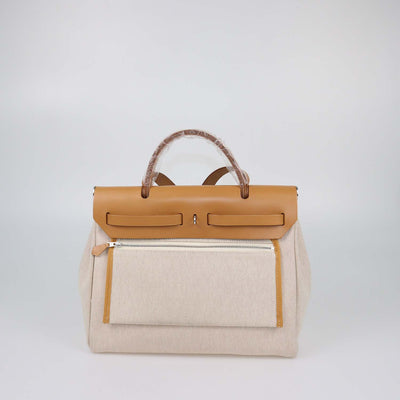 Hermes Beige/Naturel Canvas and Vache Leather Brides de Gala Herbag Zip 31 Bag