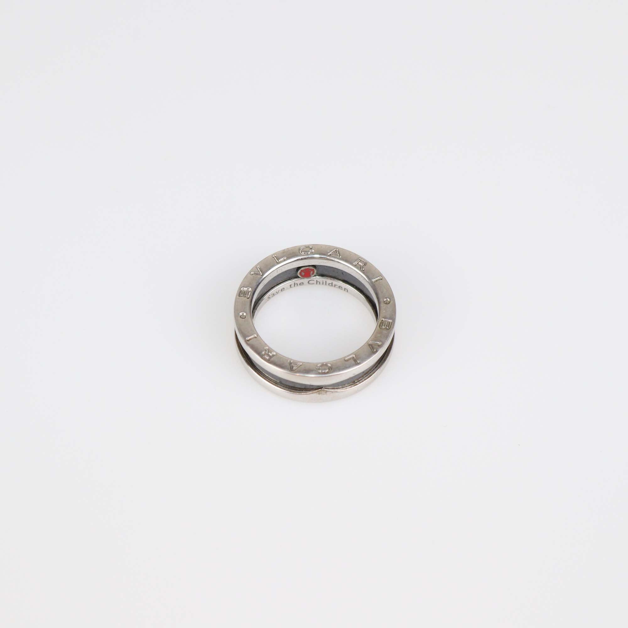 Bvlgari Sterling Silver Ceramic B.Zero1 Save The Children Band Ring Size 54