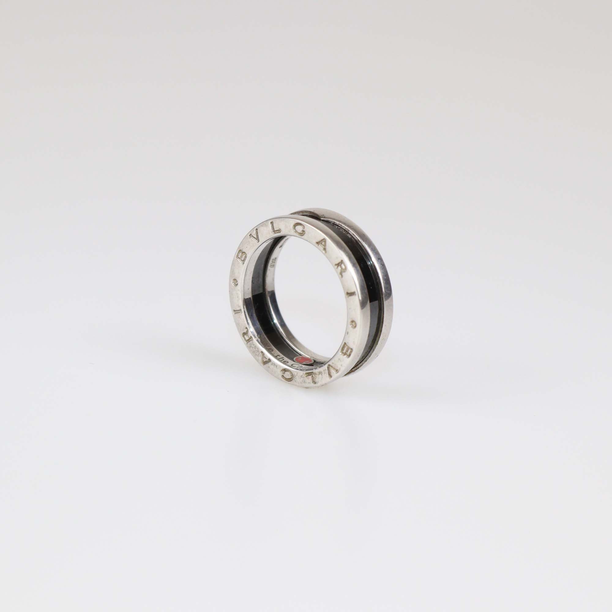Bvlgari Sterling Silver Ceramic B.Zero1 Save The Children Band Ring Size 54