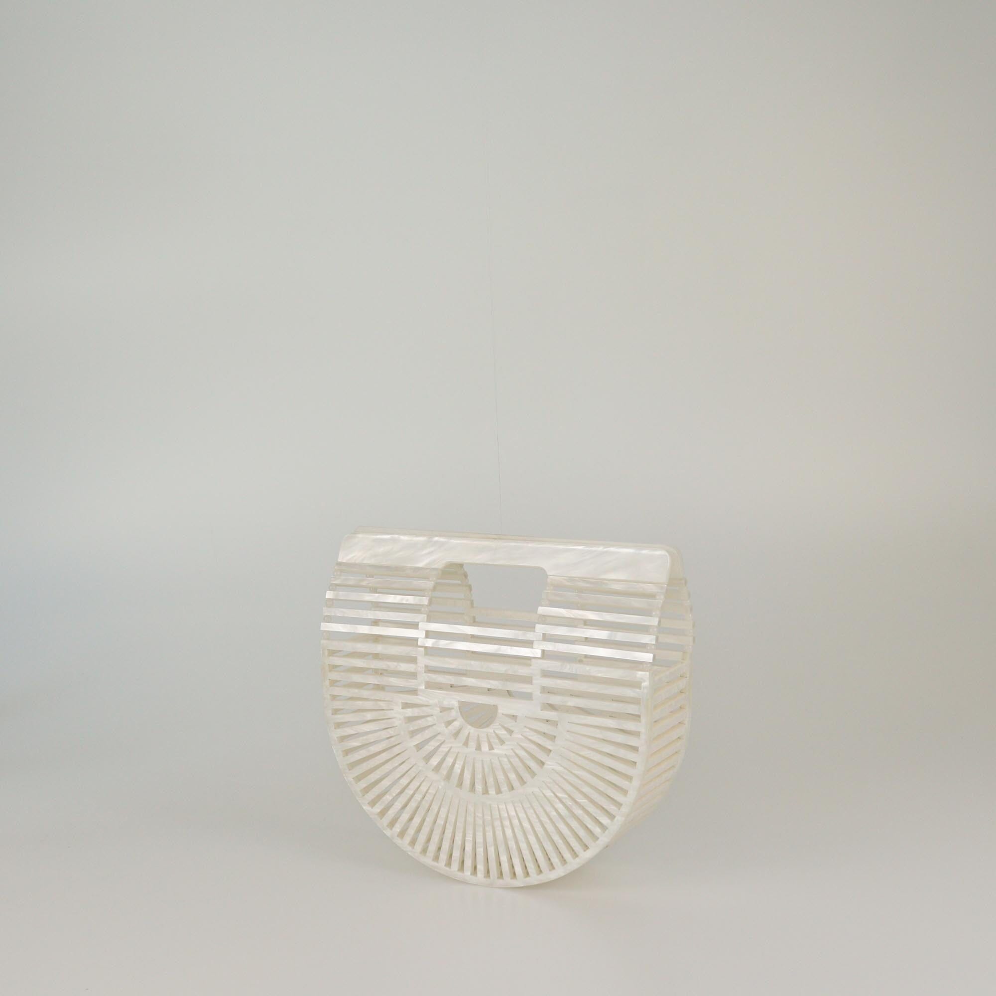Cult Gaia Pearl White Acrylic Mini Ark Bag Womens Cult Gaia 