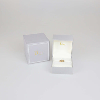 Christian Dior 18K Yellow Gold Diamond Onyx Rose Des Vents Ring Size 50