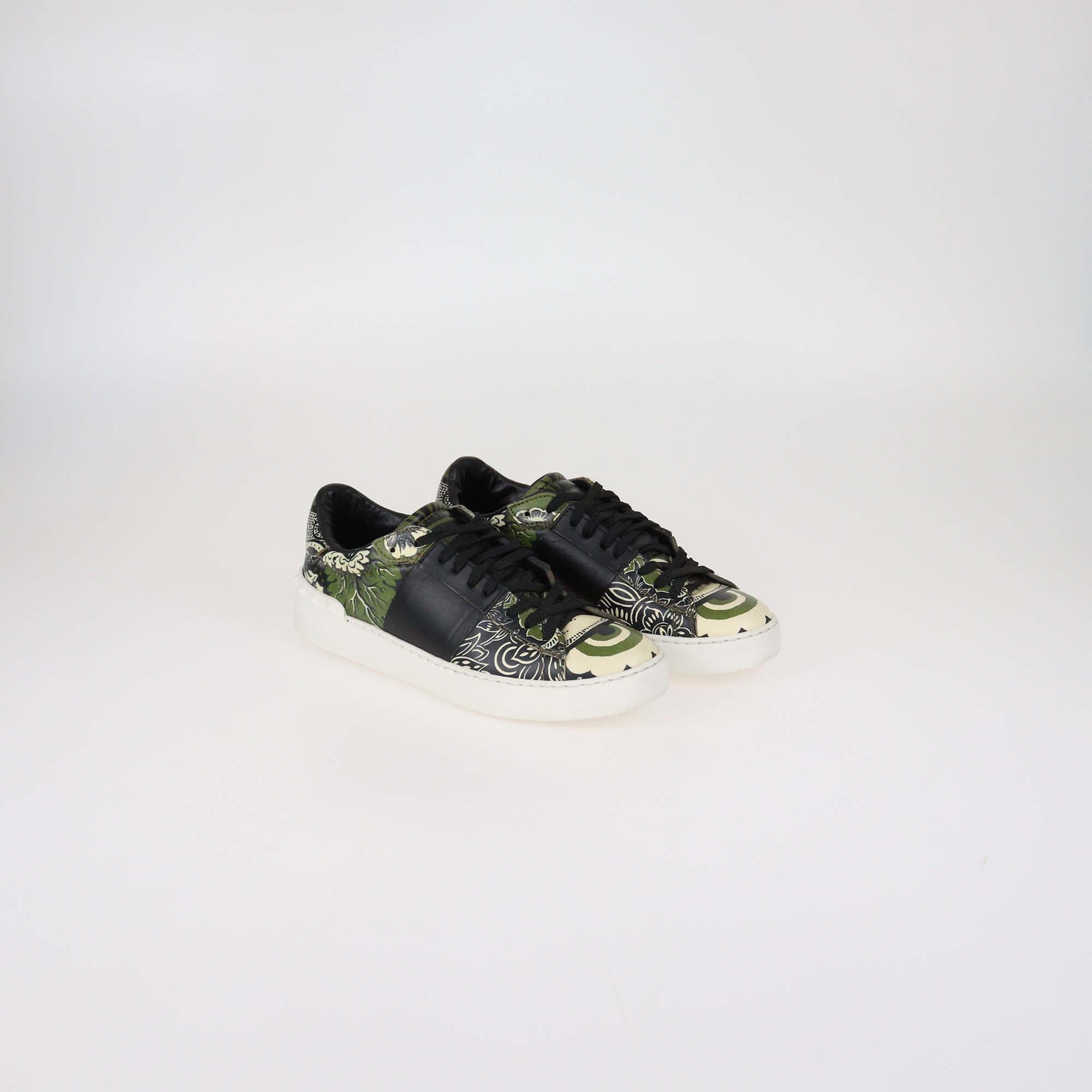 Valentino Multicolor Printed Leather Rockstud Low Top Sneakers