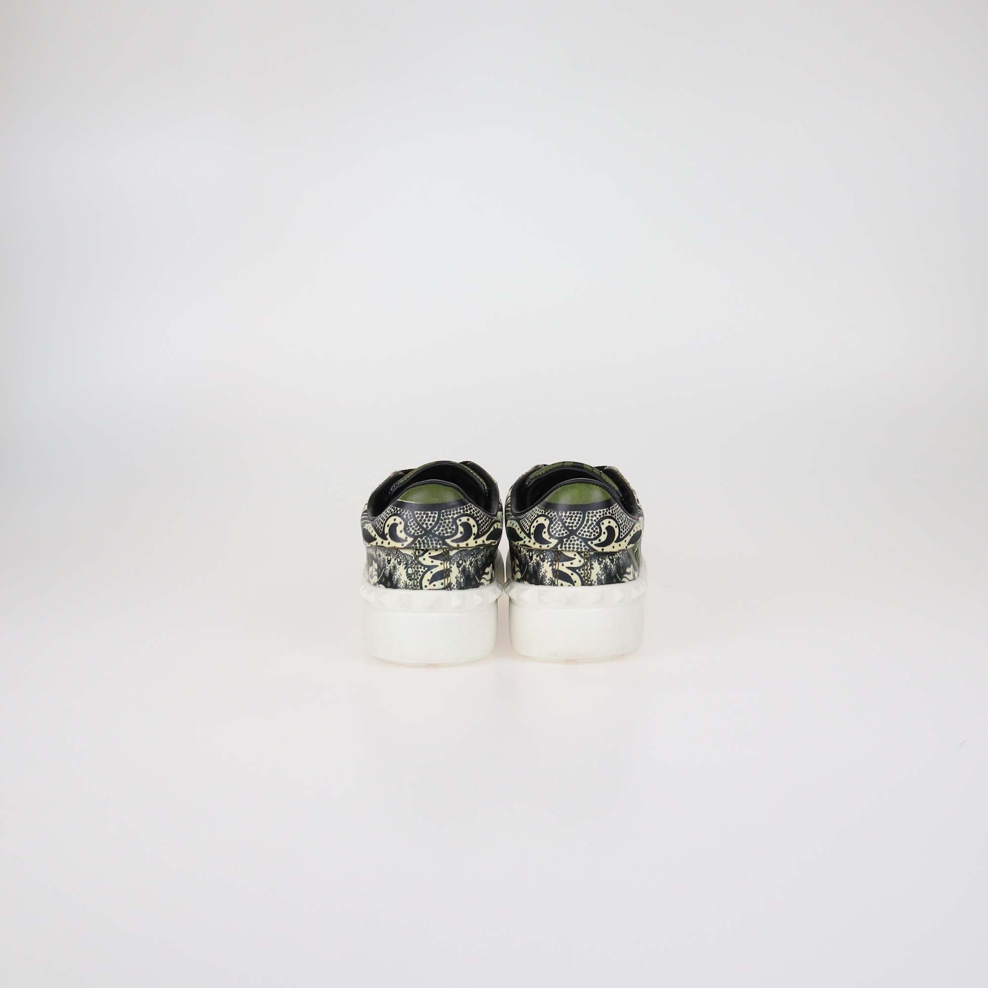 Valentino Multicolor Printed Leather Rockstud Low Top Sneakers