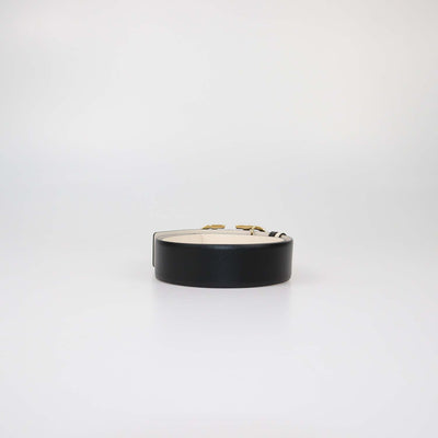 Valentino Black/White Leather VLogo Pearl Embellished Reversible Belt