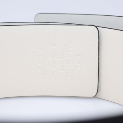 Valentino Black/White Leather VLogo Pearl Embellished Reversible Belt