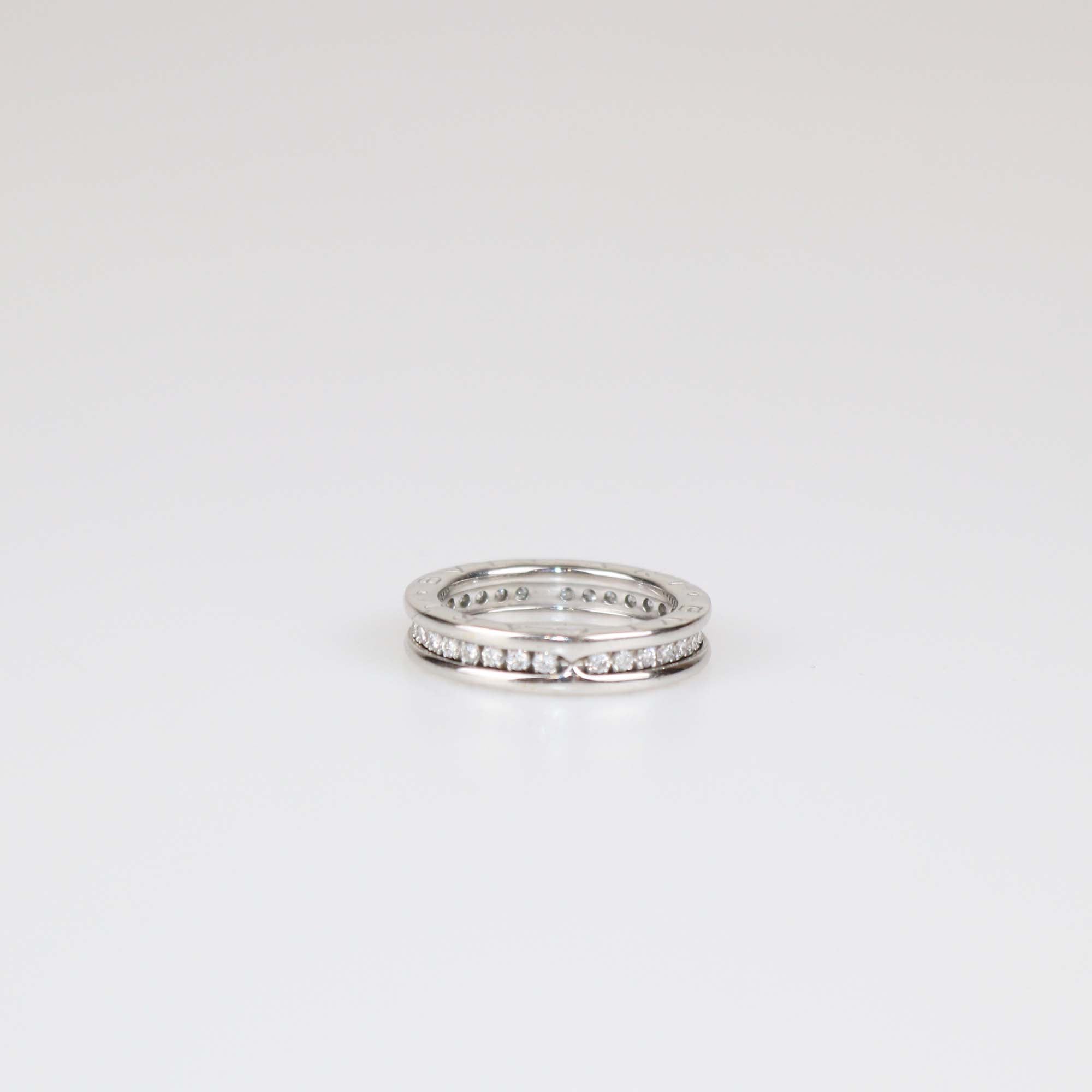 Bvlgari 18K White Gold Diamond B.Zero1 One Band Ring Size 52