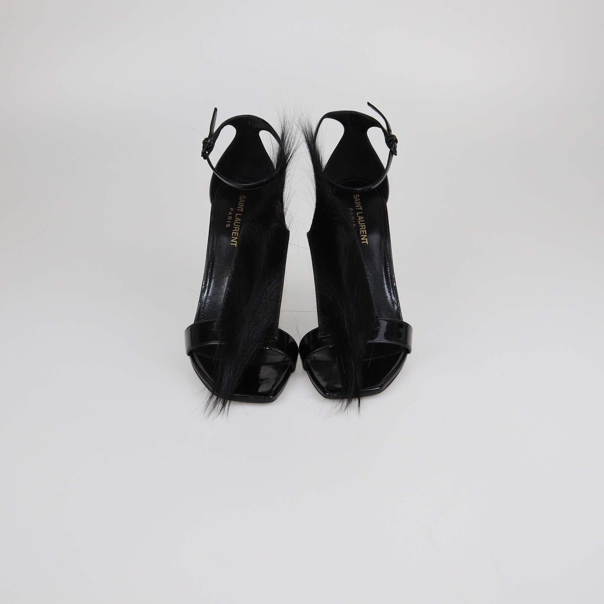 Saint Laurent Black Pierre Antelope T-Strap Sandals Womens Saint Laurent 