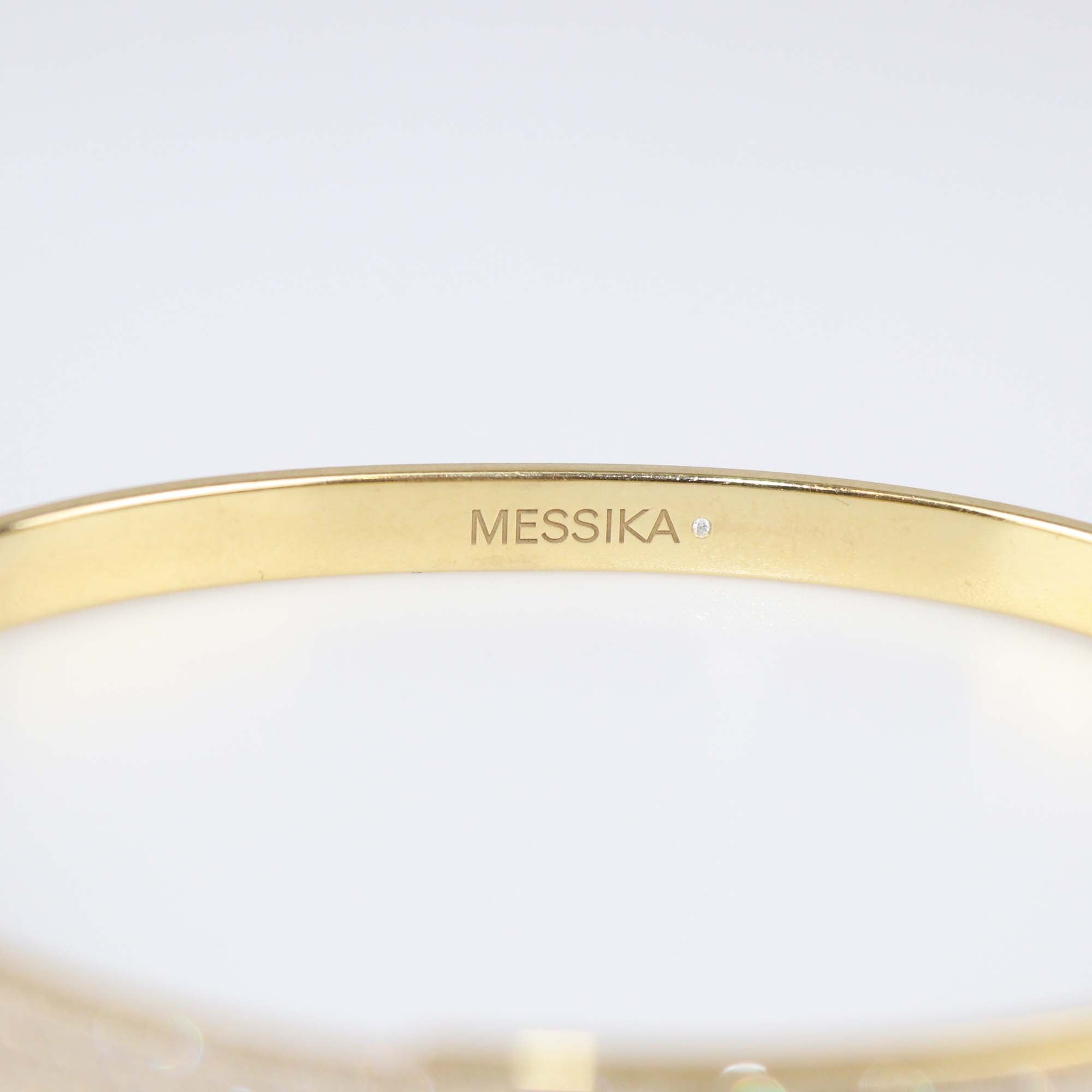 Messika 18K Yellow Gold Half Paved Diamond Move Noa Bangle Bracelet Size L