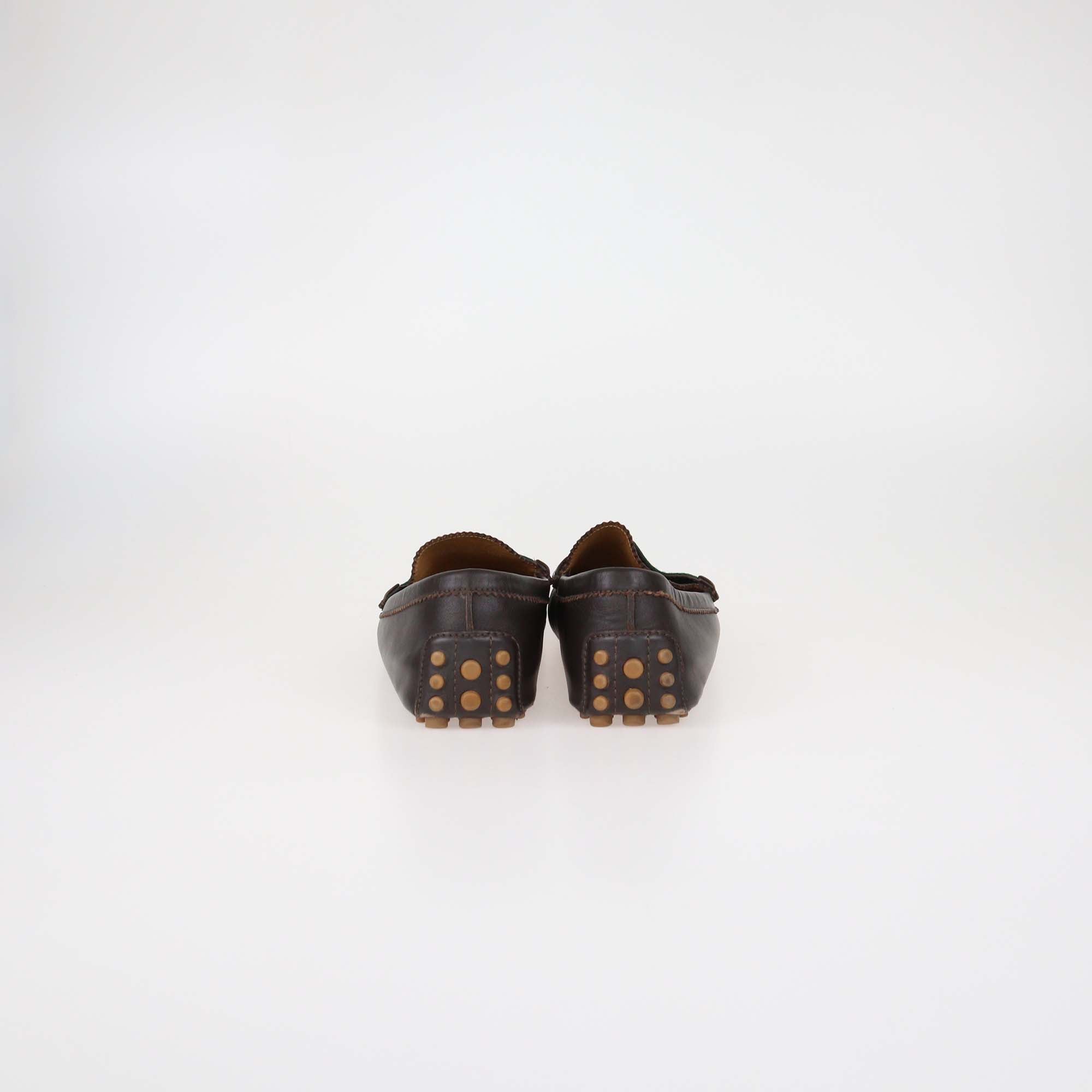 Gucci Dark Brown Leather Wed Driver Loafers