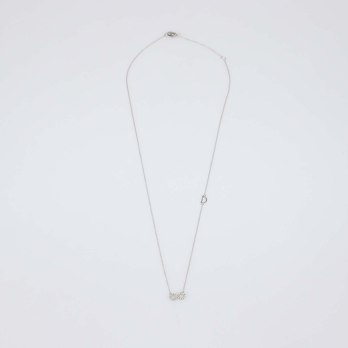 Damiani 18K White Gold Infinity Diamond Pendant Necklace