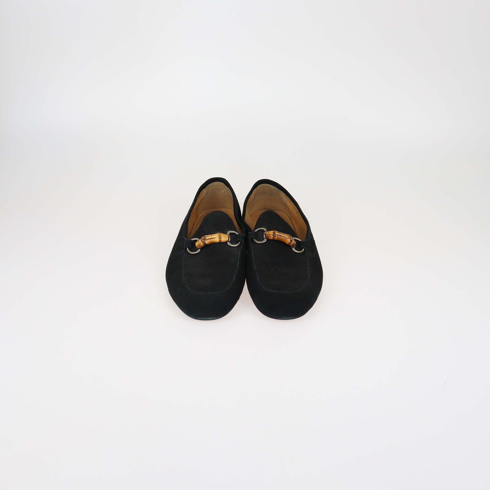 Gucci Black Suede Horsebit Bamboo Loafer