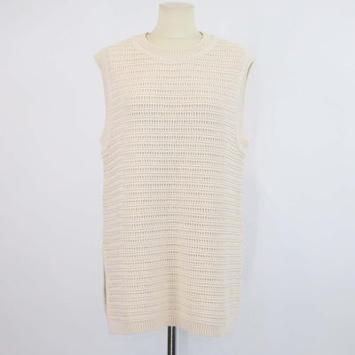Soft Goat Beige Blend Cotton Crochet Vest