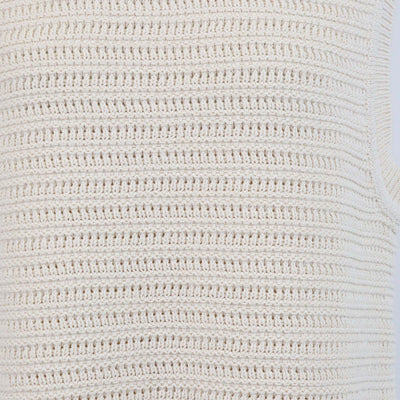 Soft Goat Beige Blend Cotton Crochet Vest