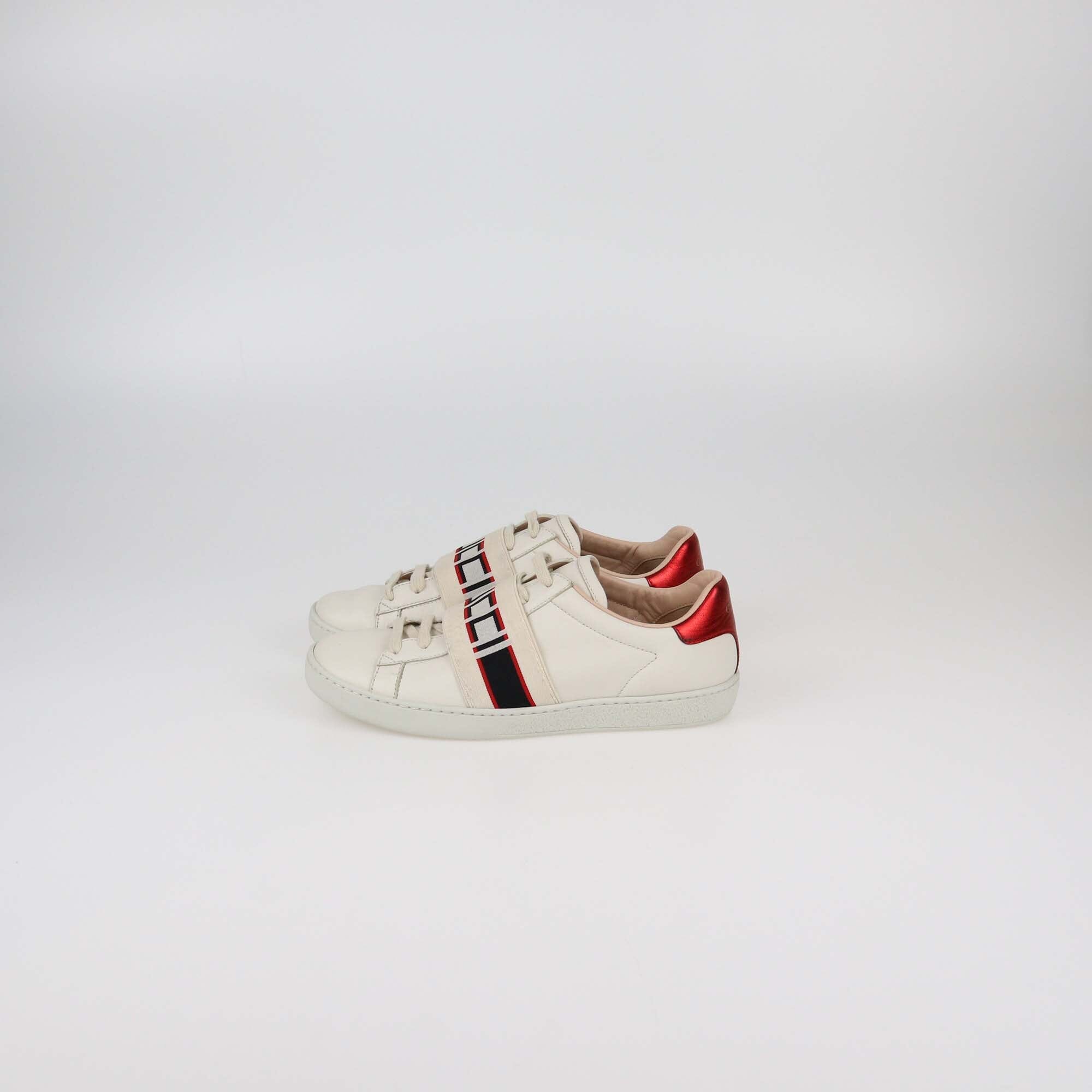 Gucci Striped Ivory Ace Sneaker Womens Gucci 