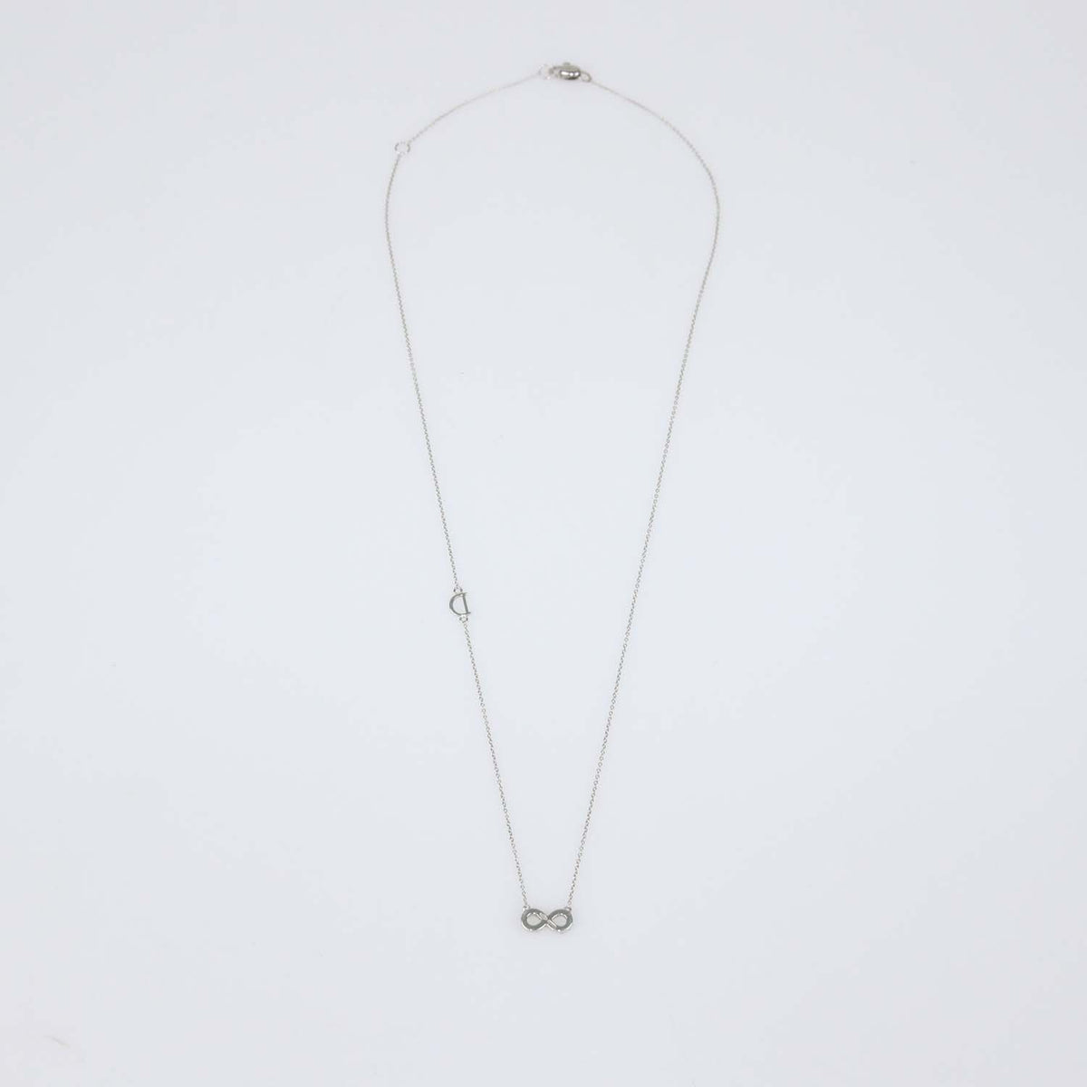 Damiani 18K White Gold Infinity Diamond Pendant Necklace