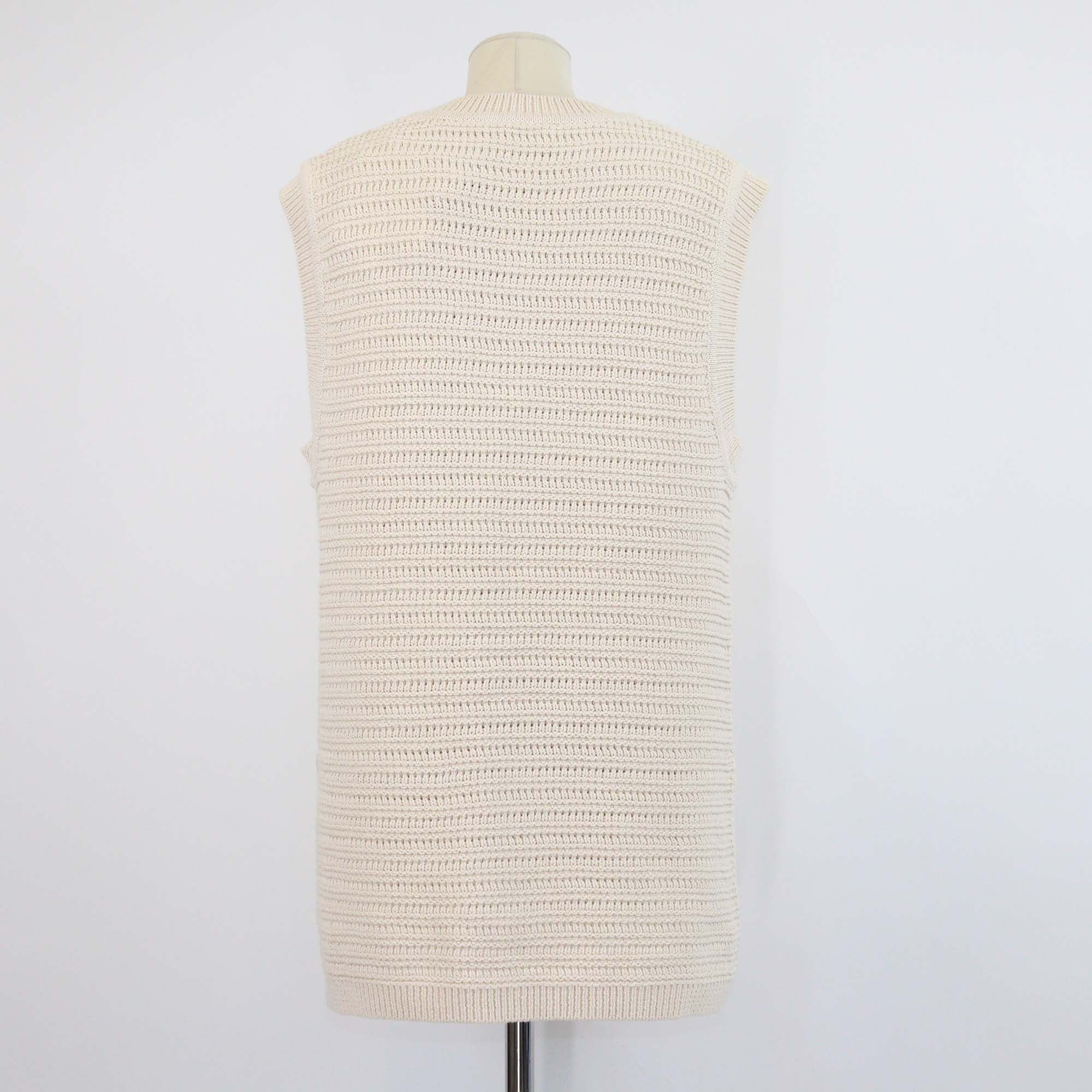 Soft Goat Beige Blend Cotton Crochet Vest